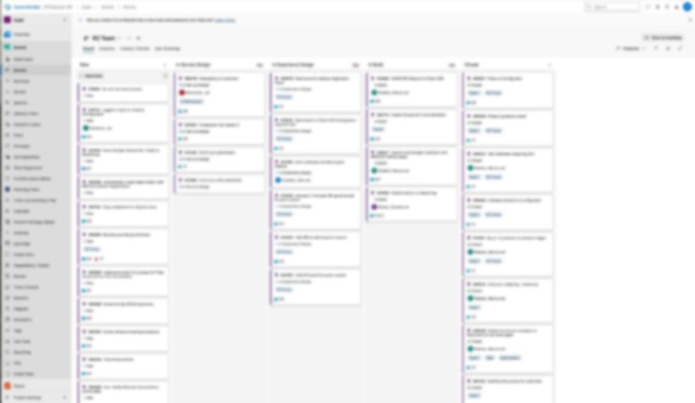 Features beneath each epic (blurred)