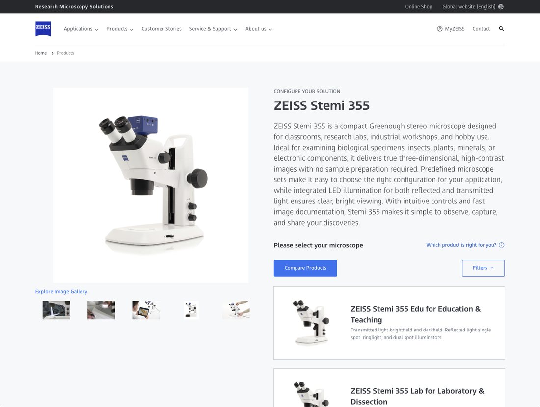 The live product page
